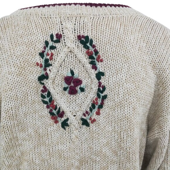 Vintage Hand Embroidered V-Neck Cardigan Sweater Size XL Christopher & Banks - Picture 11 of 14